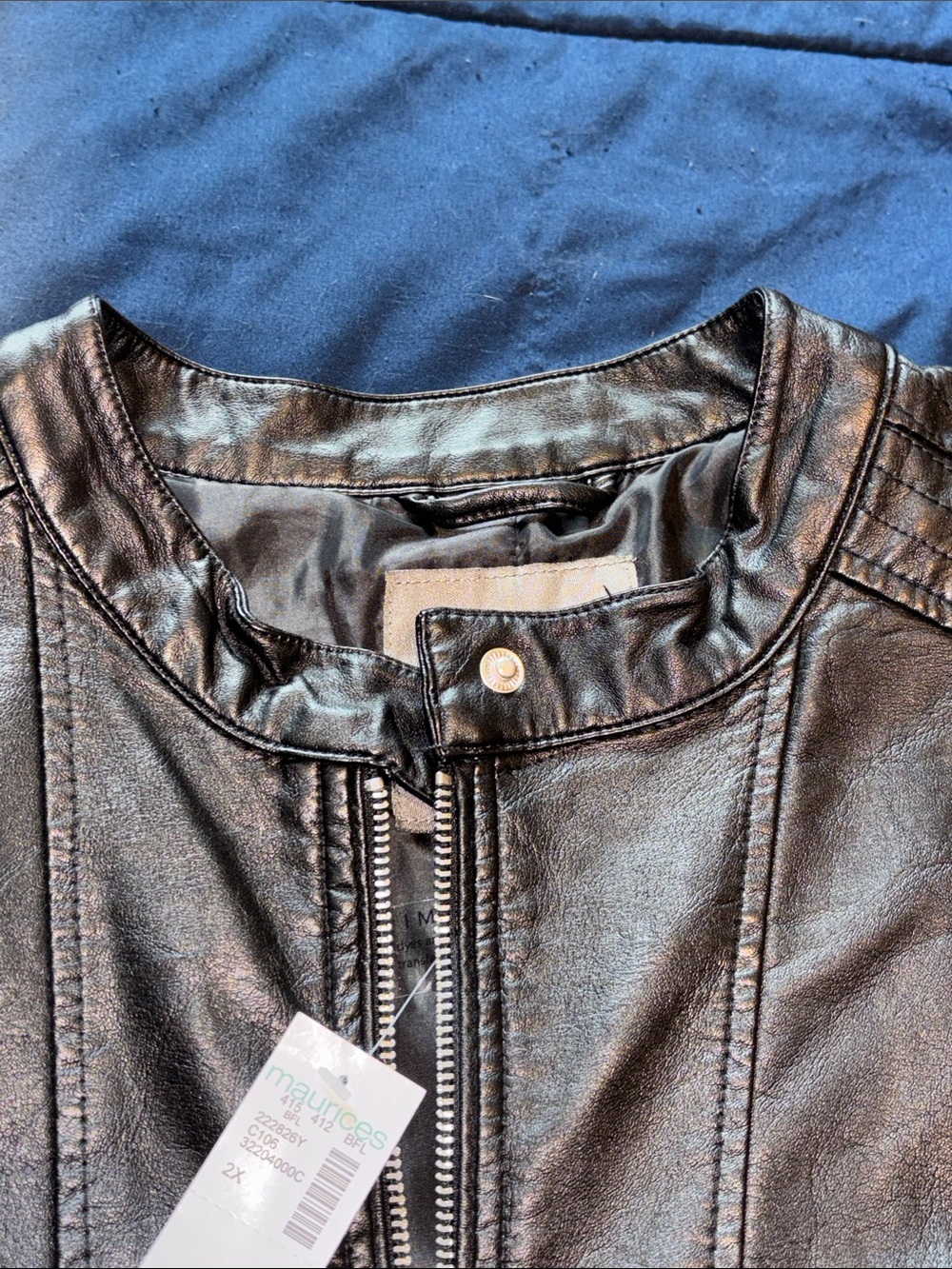 Maurices Black Faux Leather Jacket Plus Size Women’s 2X NEW - Picture 9 of 16